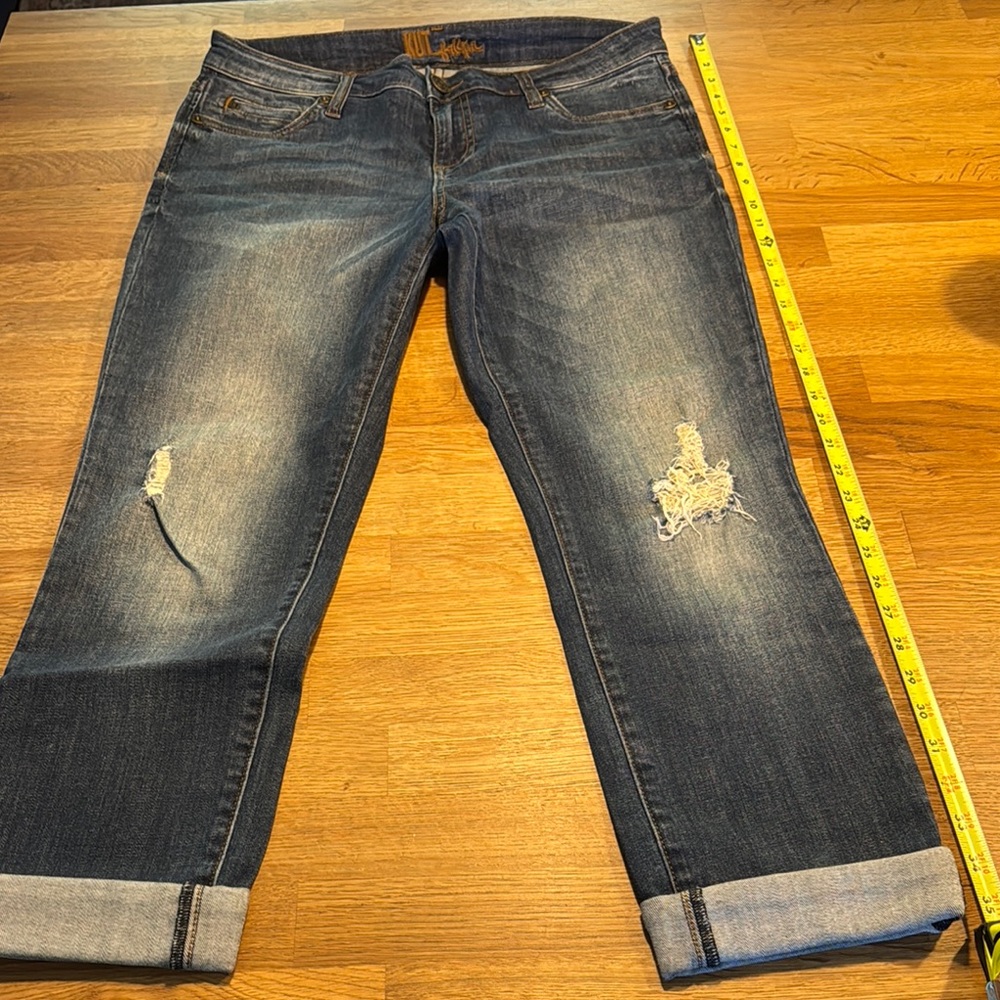 Kut from the Kloth Women's Distressed Boyfriend Blue Jeans